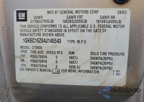 2004 GMC Yukon Xl C1500 z USA, uszkodzony, nr VIN 1GKEC16Z84J145543